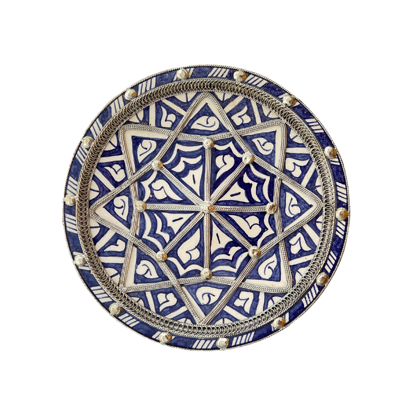 Vintage Moroccan plate with metal