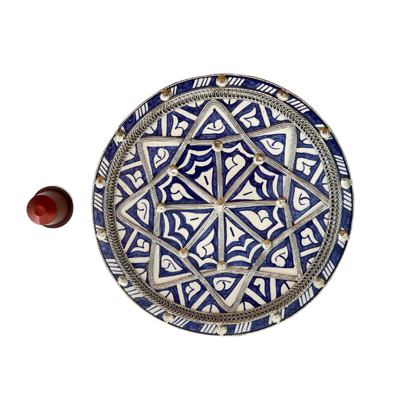 Vintage Moroccan plate with metal