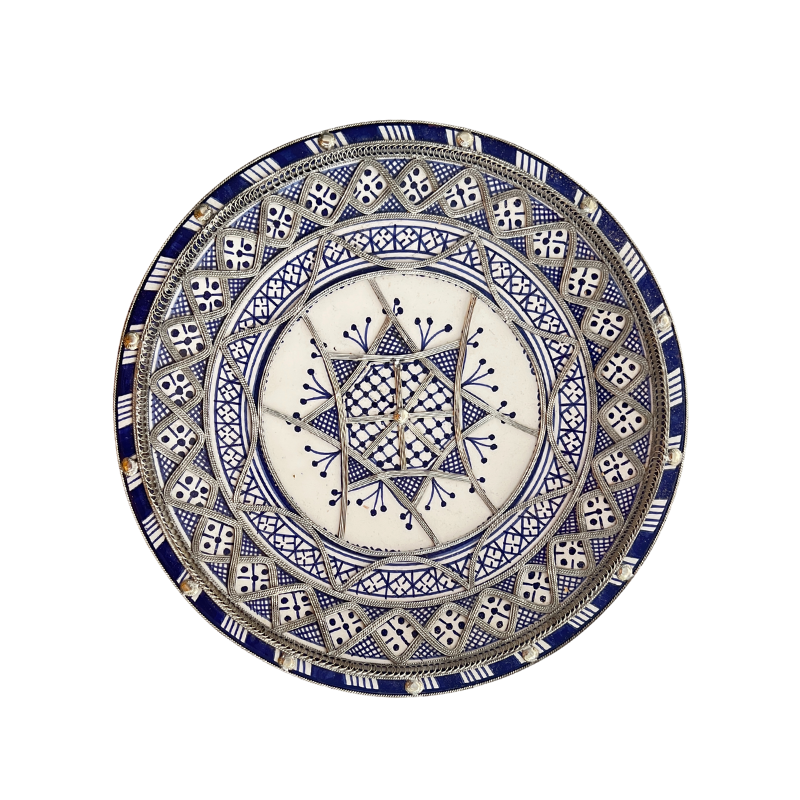 Vintage Moroccan Plate Blue