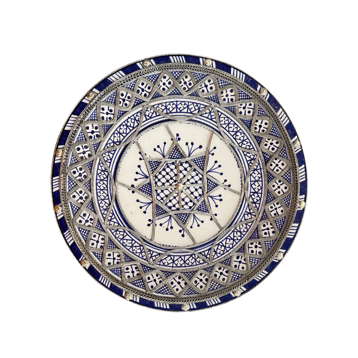 Vintage Moroccan Plate Blue