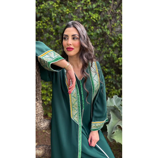 Robe marocaine Djellaba d'or et d'eau