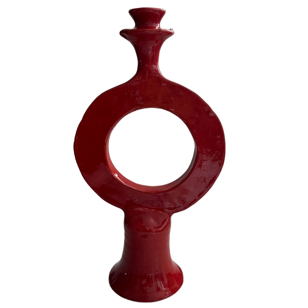 Red Ceramic Candle Holder