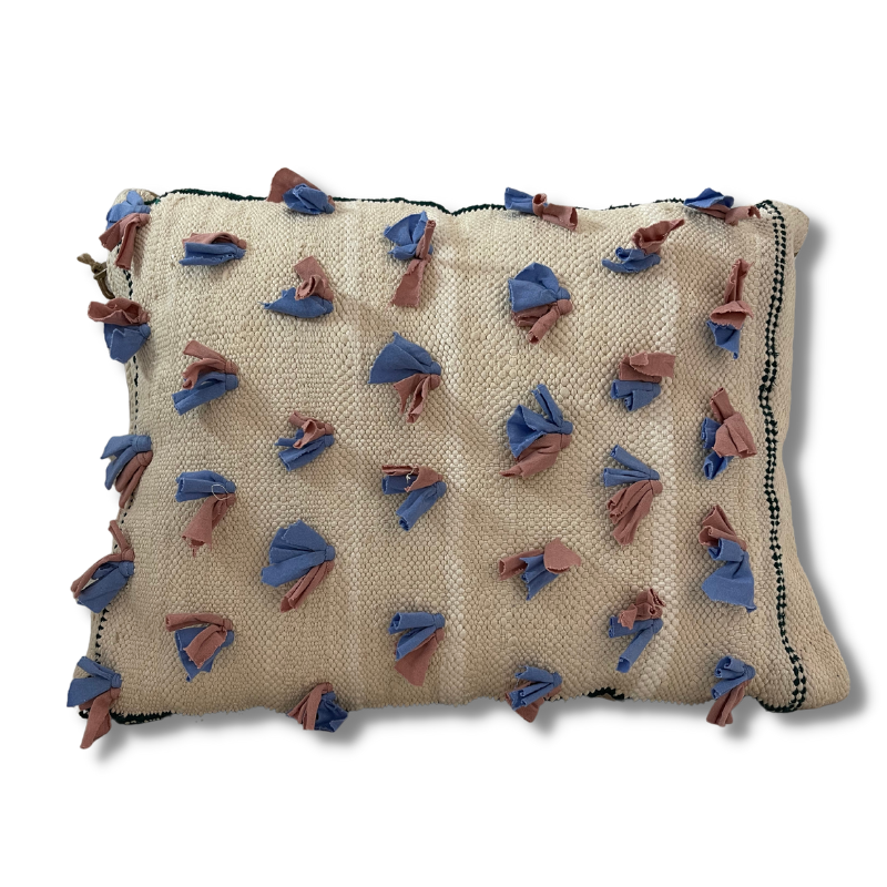 Cushion with Brown & Blue Fringe