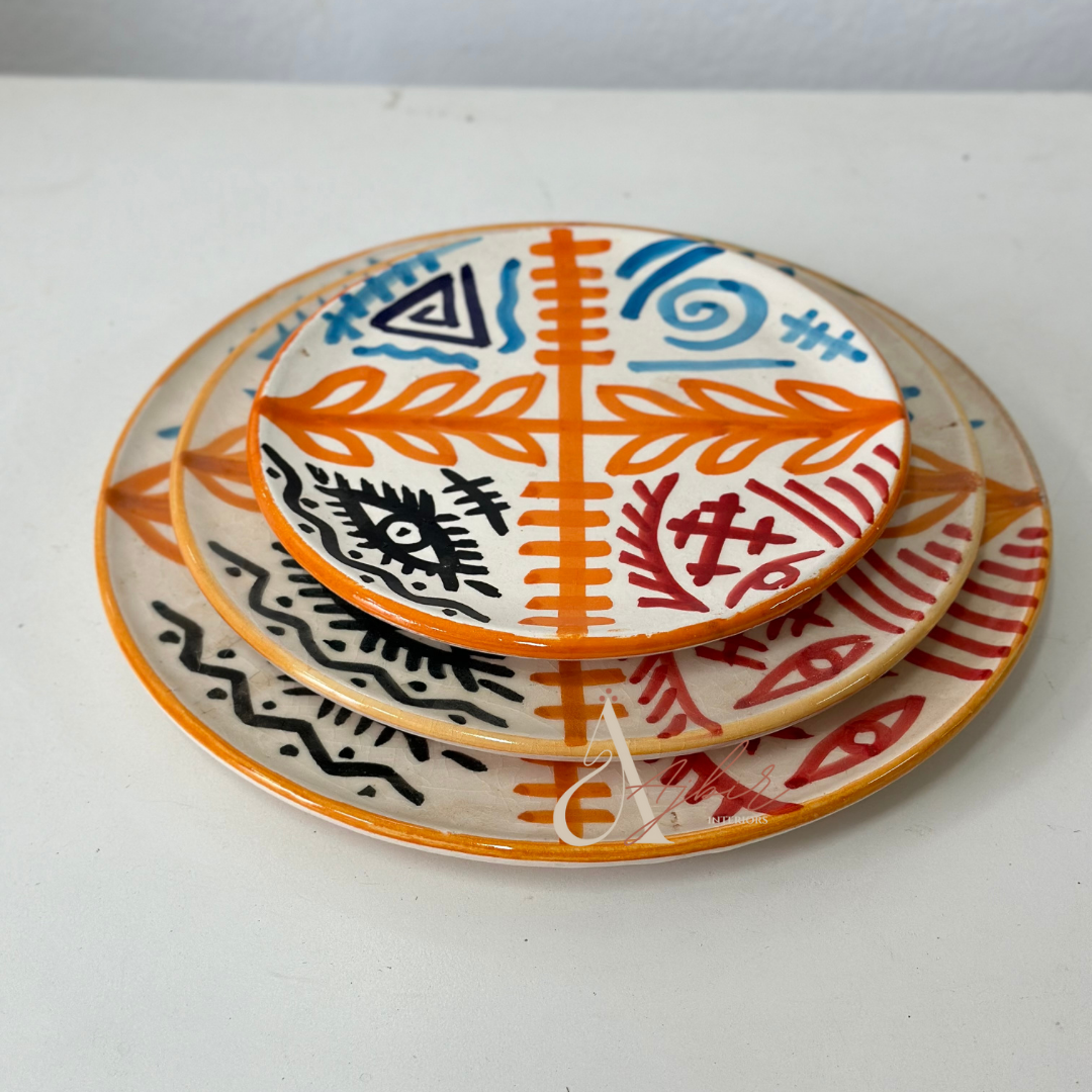 Orange Amazigh plate set