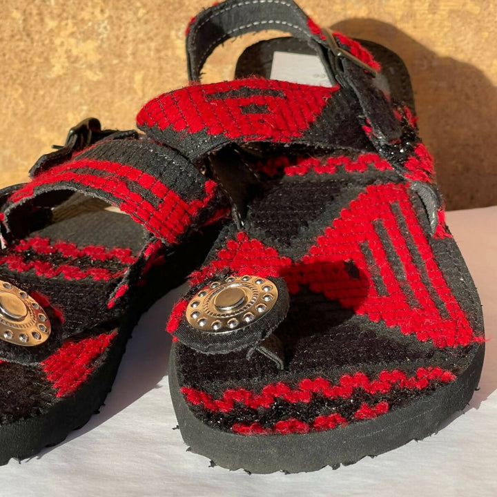 Moroccan Red and Black Sandals