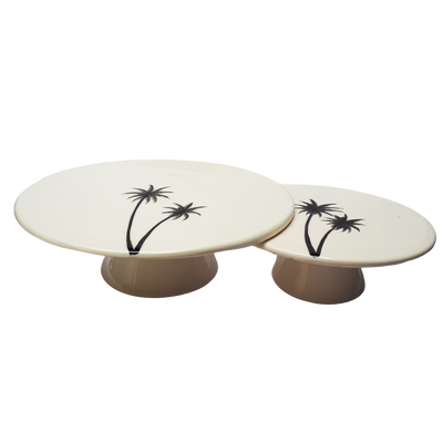 Palm Tree Footed Cake Plate Ceramic-Kaid Shop-MyTindy