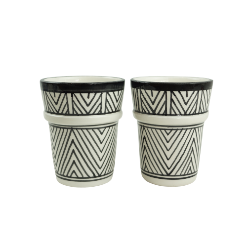 Black Lines Patterns Moroccan Cups