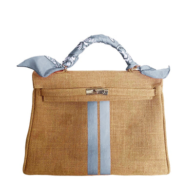 24H Kelly Style Jute Handbag with Stripes-Museo Factory-MyTindy