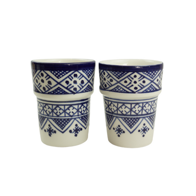 Blue Patterns Moroccan Cups
