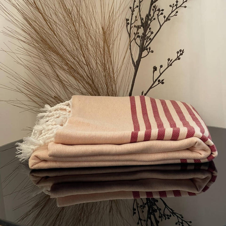 Salmon & Red Moroccan Towel