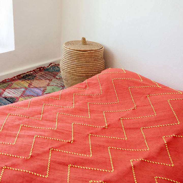 Red and Yellow Moroccan Bed Spread-Djebeli Tanger-MyTindy