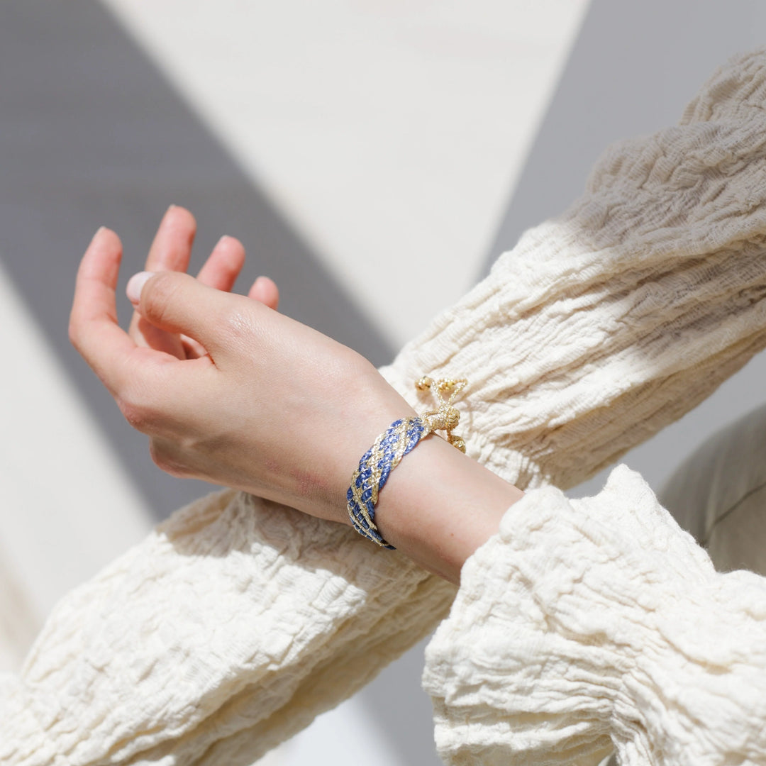 Lines n°2 bracelet in Gold Denim