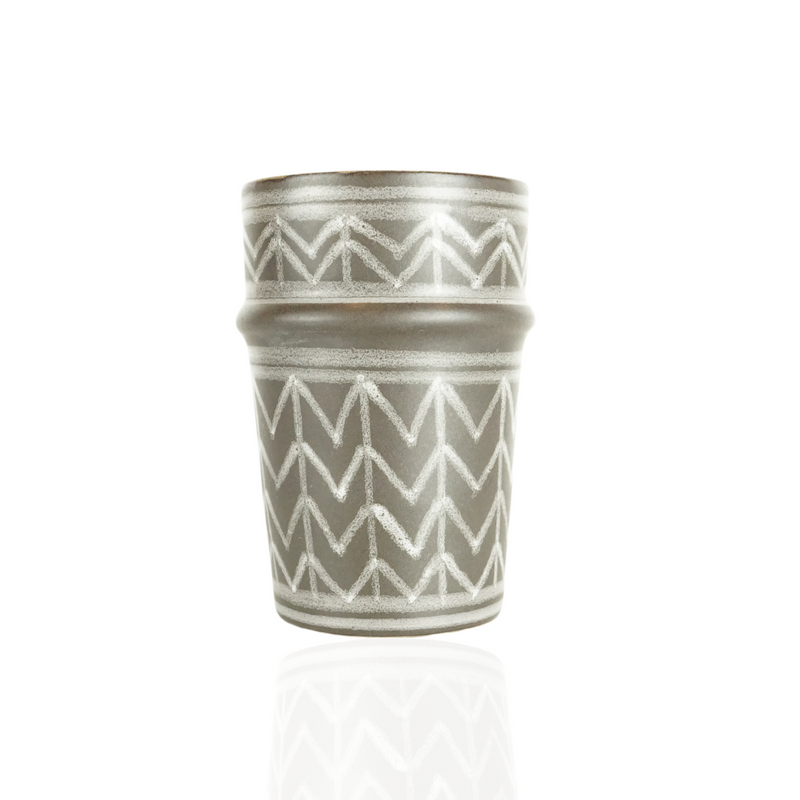 Grey & White Pattern Moroccan Cup