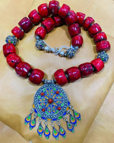 Coral Beads Necklace-Jbali Bijoux-MyTindy