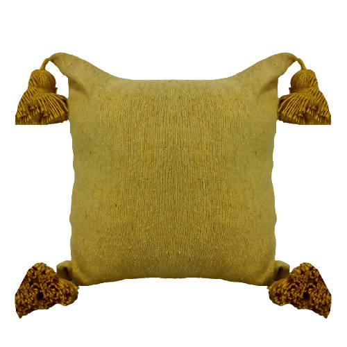 Mustard Yellow Wool Berber Pillow-Coopérative Minoual-MyTindy