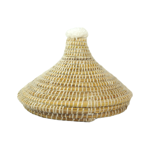 White Moroccan Wool Pot With Pompom