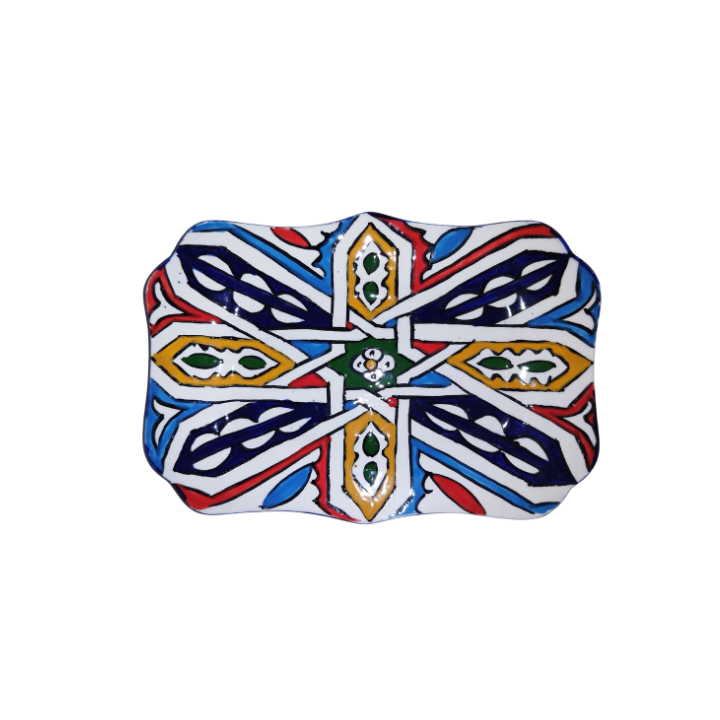 Rectangular plate with diagonal patterns