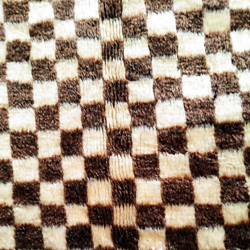 Brown Checkboard Moroccan Rug-Coopérative Bakiz-MyTindy