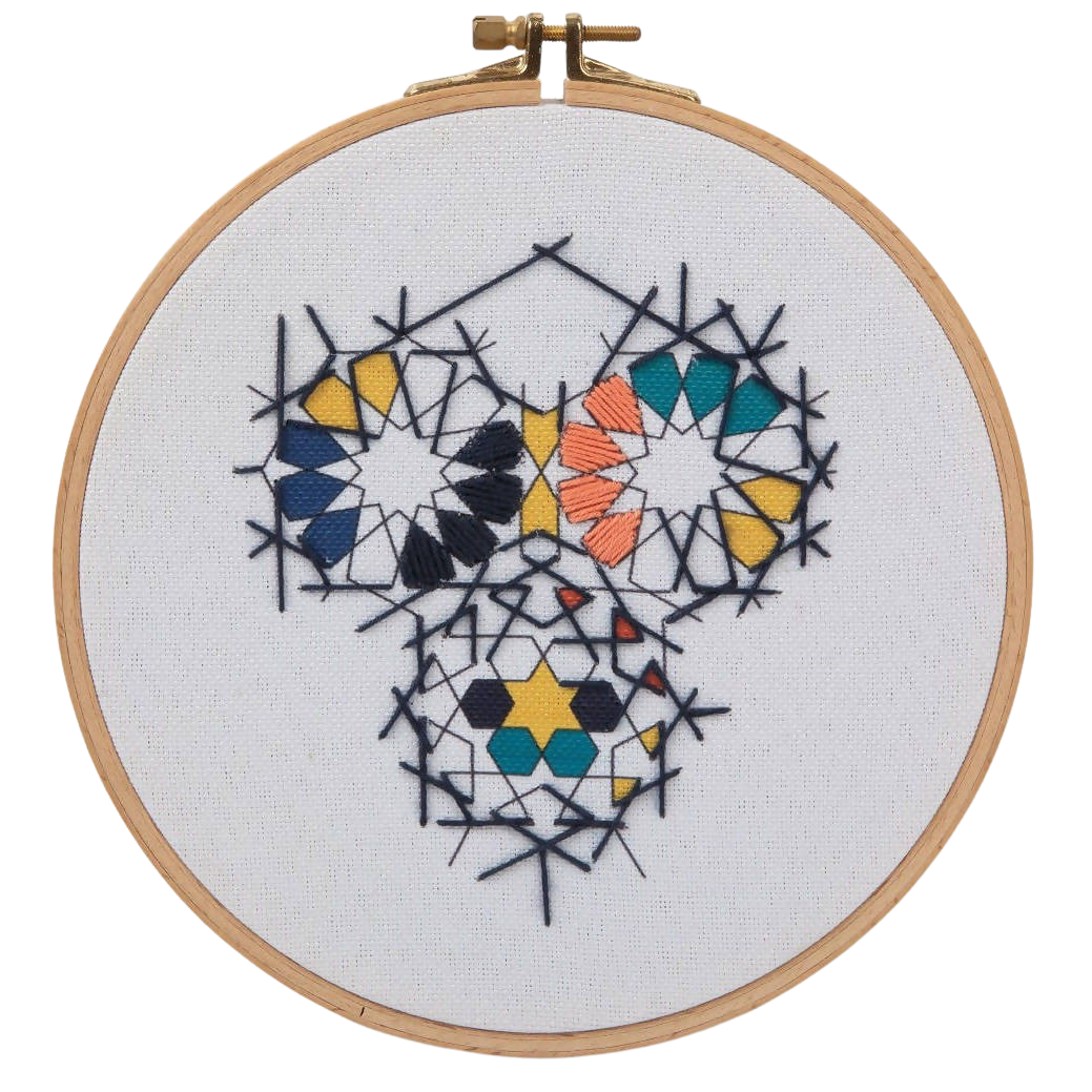 18CM Embroidered Hoop Zellij Fragments