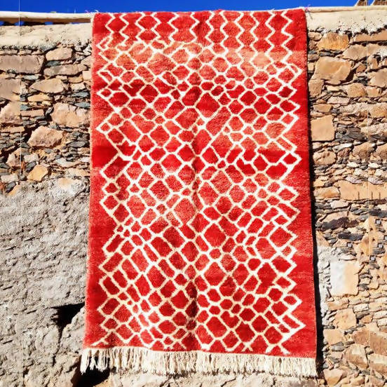 Red and White Dots Moroccan Rug-Coopérative Bakiz-MyTindy