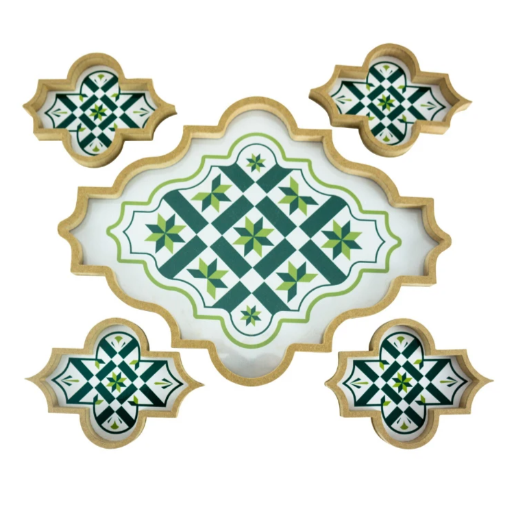 Arabesque Serving Tray with Coasters-Maison Bagan-MyTindy