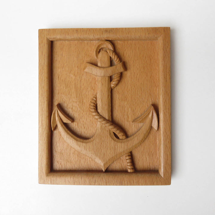 Wood relief carving anchor boat