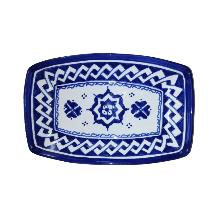 Rectangular plates with rounded edge (blue patterns)