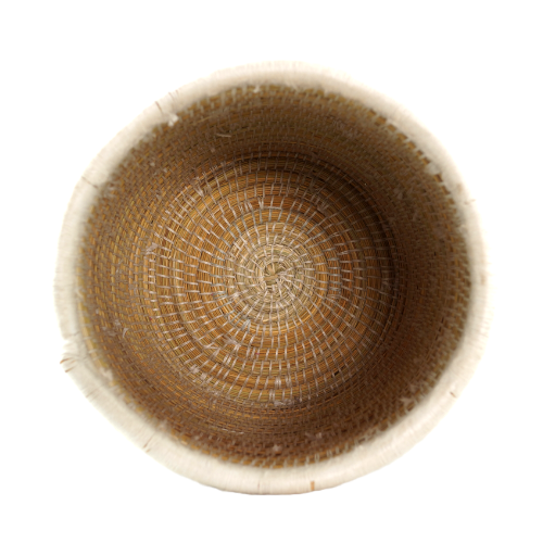 White Moroccan Wool Pot With Pompom