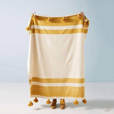The Backpacker Yellow and Cream Blanket-Museo Home-MyTindy