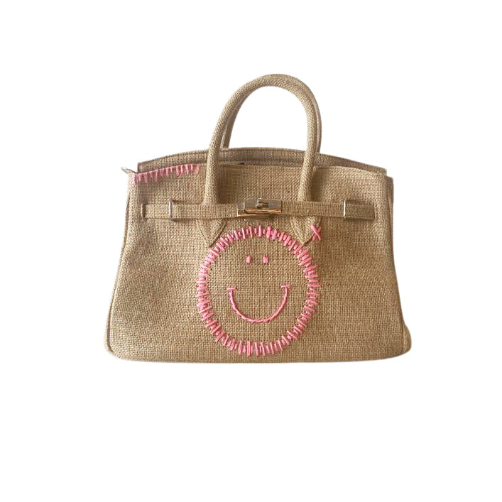 Sac à main en toile de jute Micro K Smiley