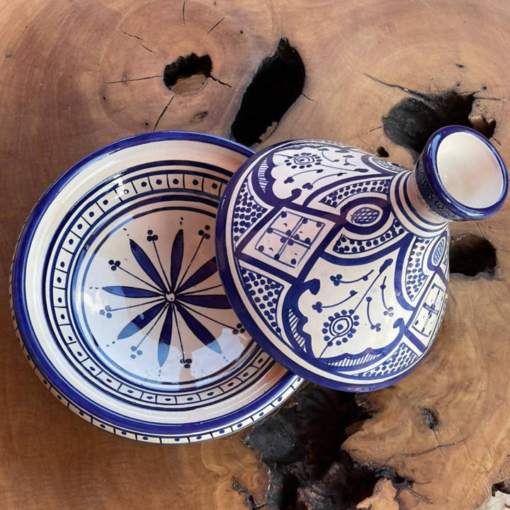 21 cm - Blue & White Moroccan Tajine