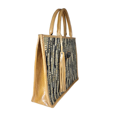 "Bahia" bag in Leather and Boucharouite / Mtd-Fendija Création Marrakech-MyTindy