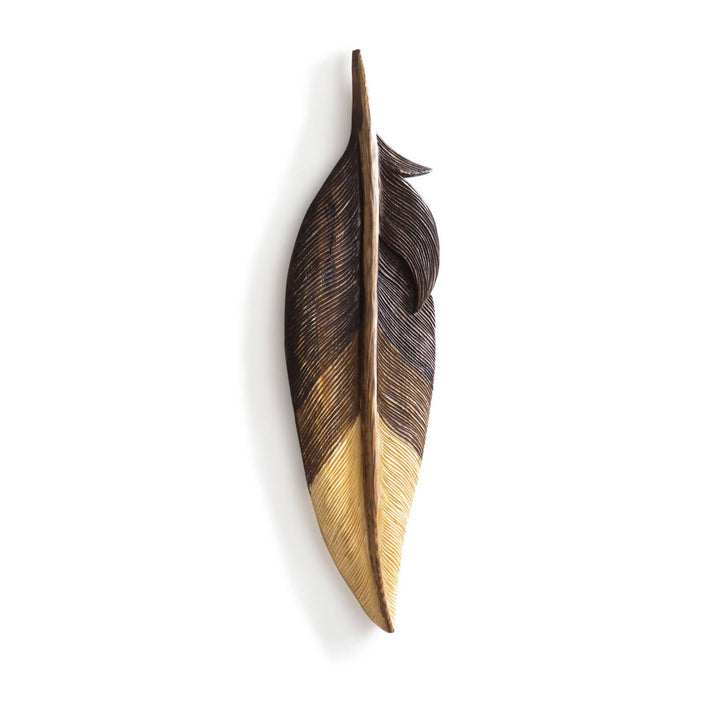 Carved feather for wall decor