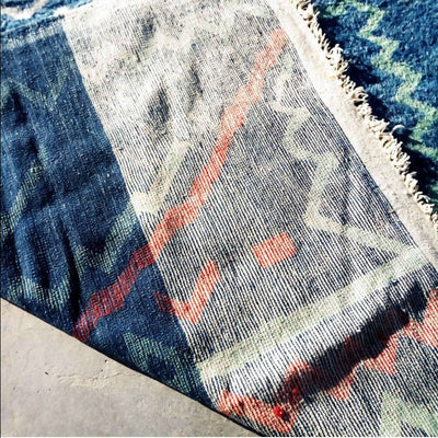 Blue Red and White Moroccan Rug-Coopérative Bakiz-MyTindy