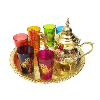 Moroccan Tea Set Gold, Set Of 8