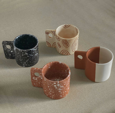 Terracotta and White mug