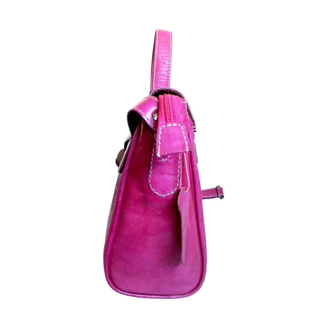 Leather Women's Pink Handbag-Ws Bags-MyTindy