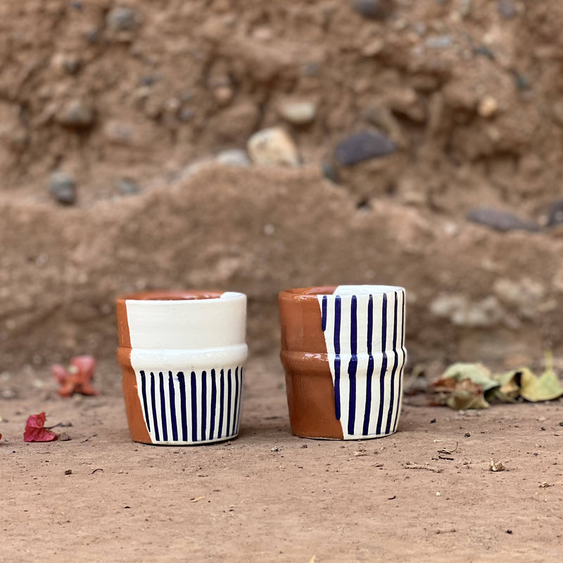 Mini M Cups - Blue & Terracotta