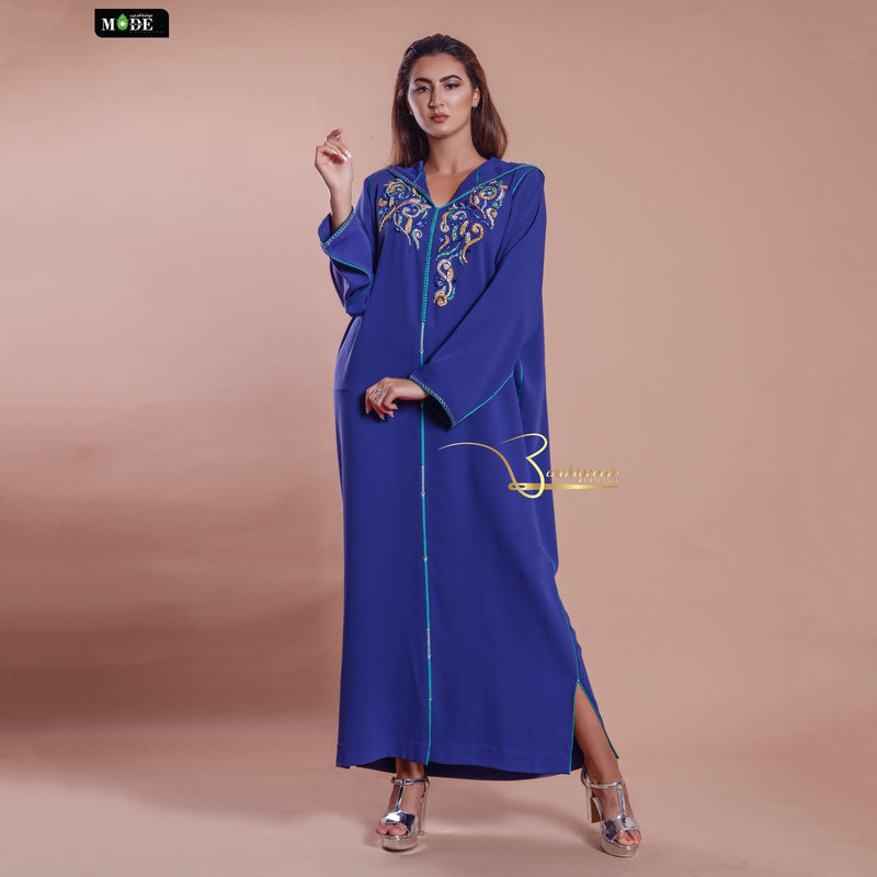 Blue & Gold Djellaba-Haute couture by Nadia Bencheqroun-MyTindy