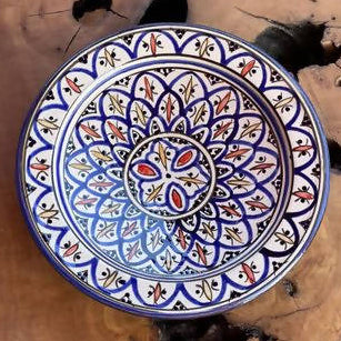 26 cm - Blue & Red Moroccan Deep Dish