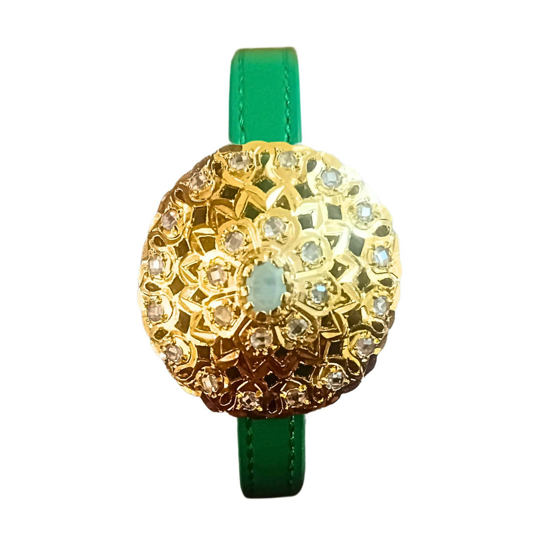 Round Beldi Moroccan Bracelet - Green & Gold