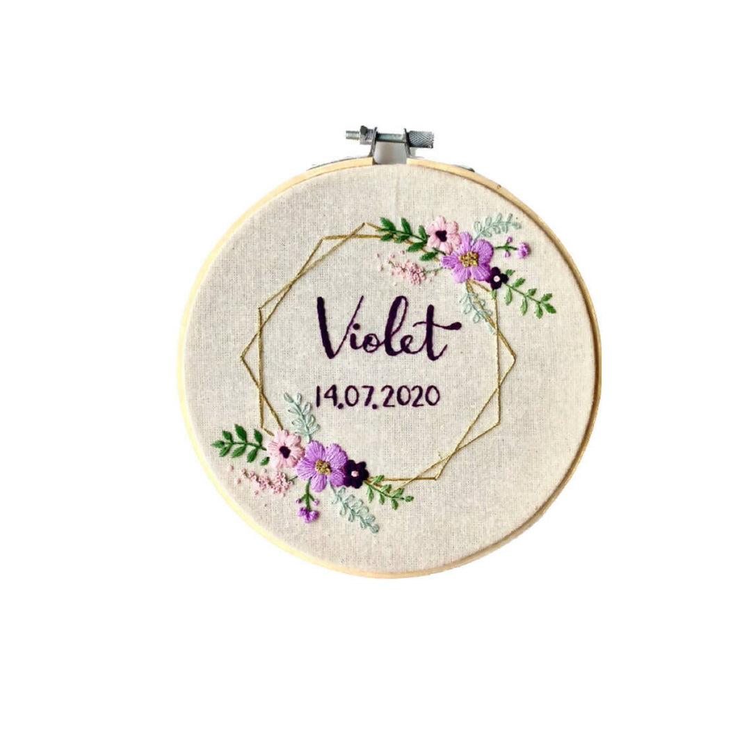 Birthday Date Embroidered Hoop