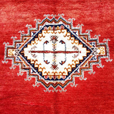 Traditional Red Moroccan Rug-Coopérative Bakiz-MyTindy