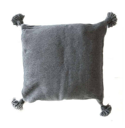 Grey Pom Pom Pillow Cover-Bohenate-MyTindy