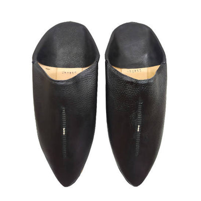 Black Leather Moroccan Slippers-My Real Leather-MyTindy