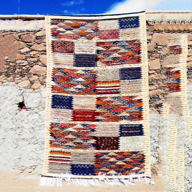 Red Tribal Kilim Moroccan Rug-Coopérative Bakiz-MyTindy