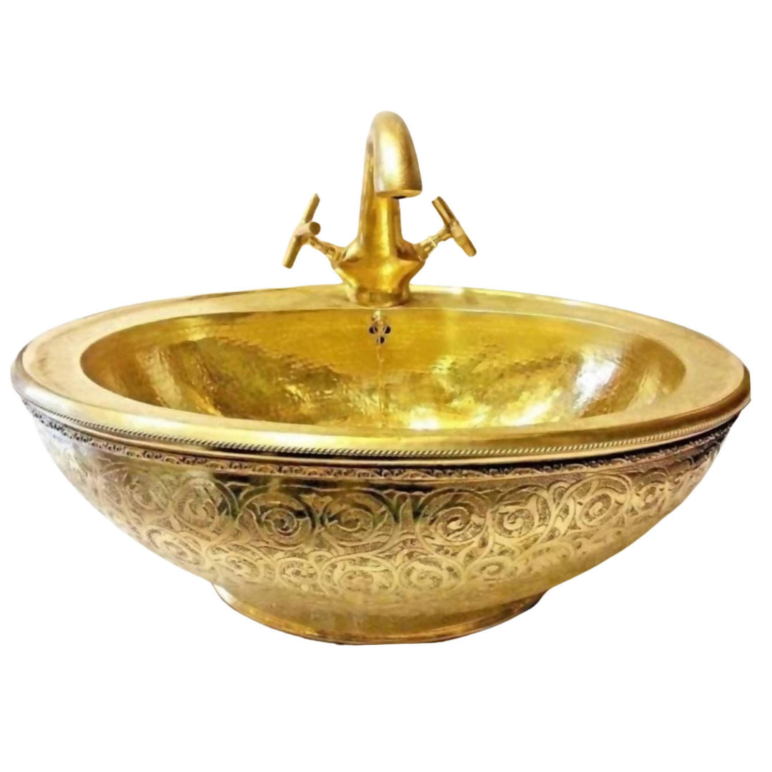 Hammered Copper Moroccan Sink - Gold finish