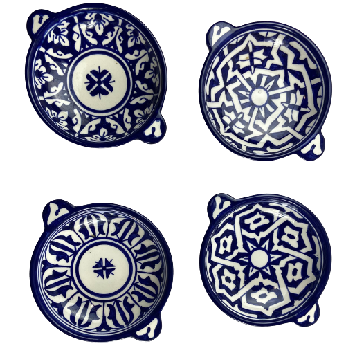 Set of 4 Small Moroccan Bowls - Blue-Berkoukch Blouz-MyTindy