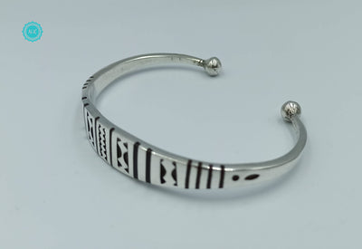 Men and Women Charm, Bangle Bracelet 925 Silver Open , 2-Ball Cuff Bracelet, Handmade in Morocco