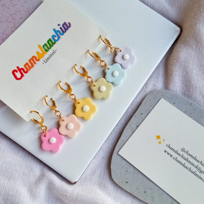 Pack of 6 Rainbow Flower Earrings-Chamslaachia Limited-MyTindy